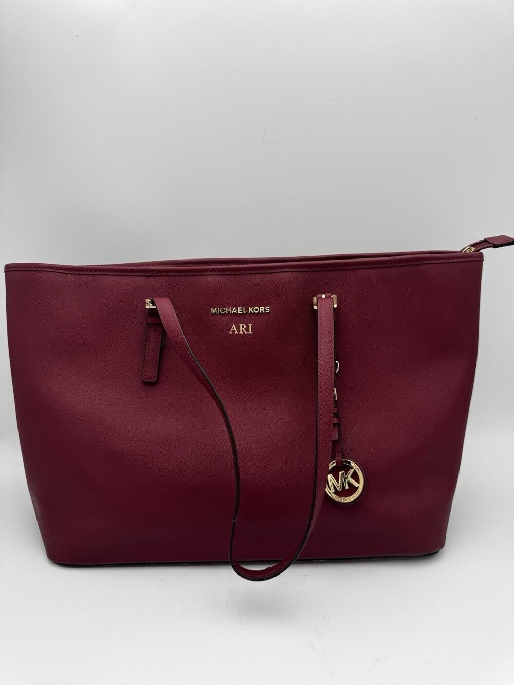 Michael Kors Burgundy Saffiano Leather Large Tote Shoulder Bag